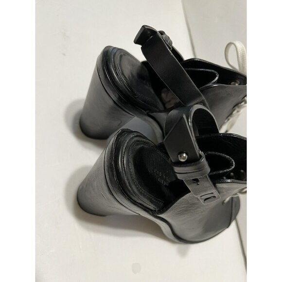 Rag & Bone Trafford Lace-Up Booties Black Leather size 6-1/2 Open Toe sling back - Picture 7 of 11